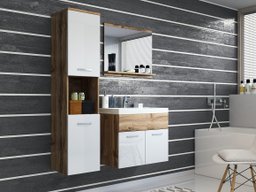Ensemble de salle de bain Sarasota 122 (Chêne wotan + Blanc brillant)