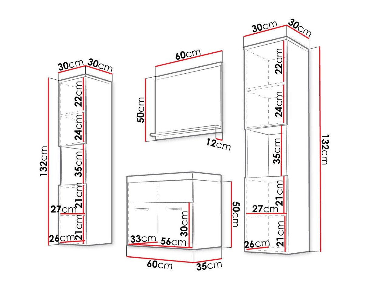 Ensemble de salle de bain Sarasota 123 (Chêne wotan)