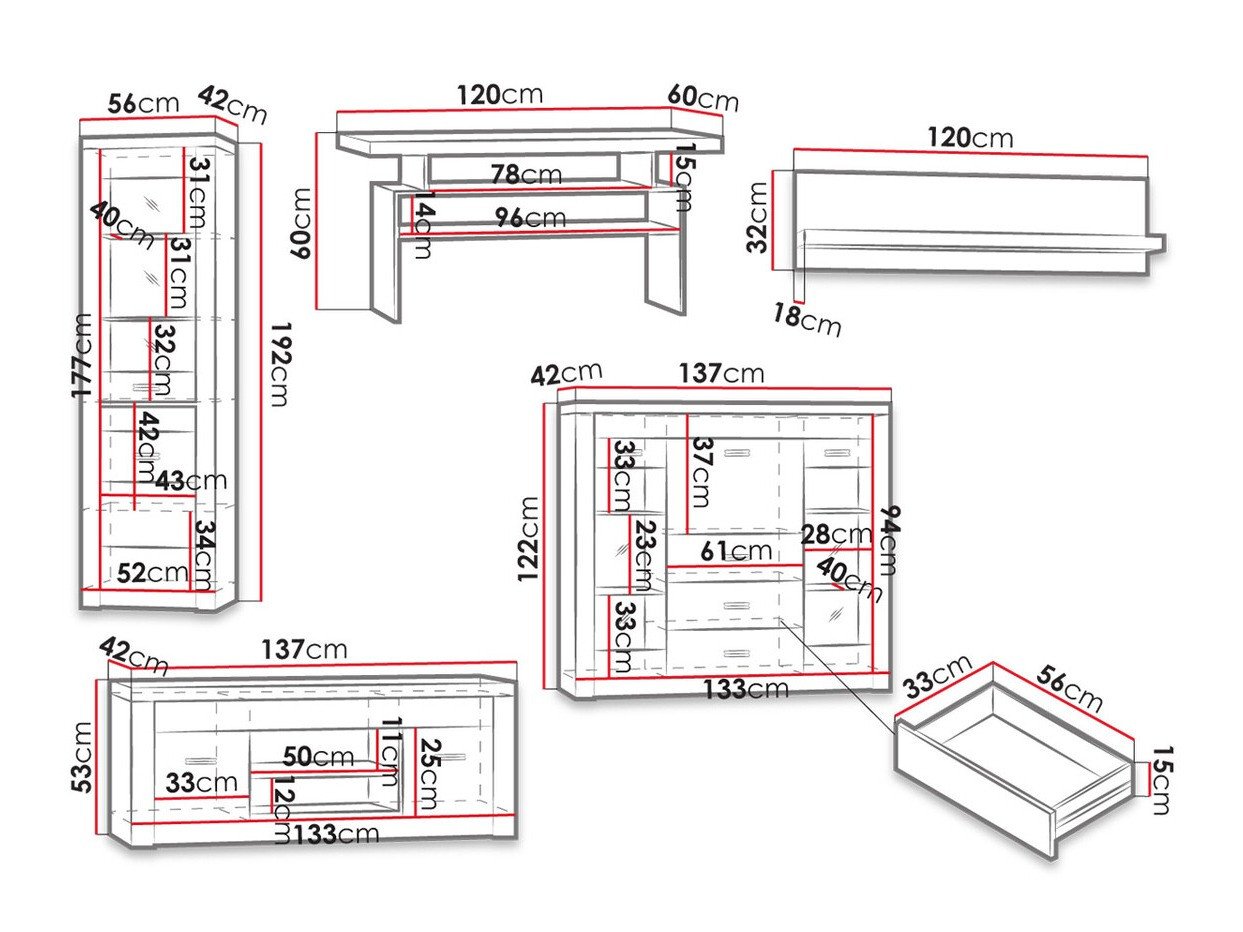 Ensemble de salon Serfeno 122 (Chêne sombre)