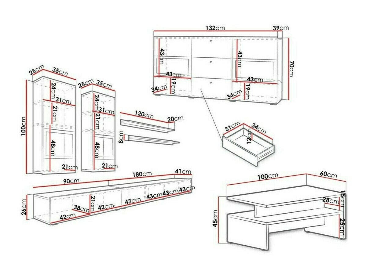 Ensemble de salon Serodeu 104 (Noyer + Brun foncé)