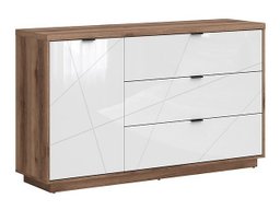 Commode Fivale 100 (Chêne delano foncé + Blanc brillant)
