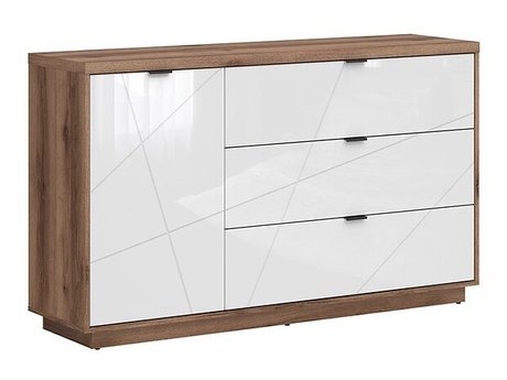 Commode Fivale 100 (Chêne delano foncé + Blanc brillant)