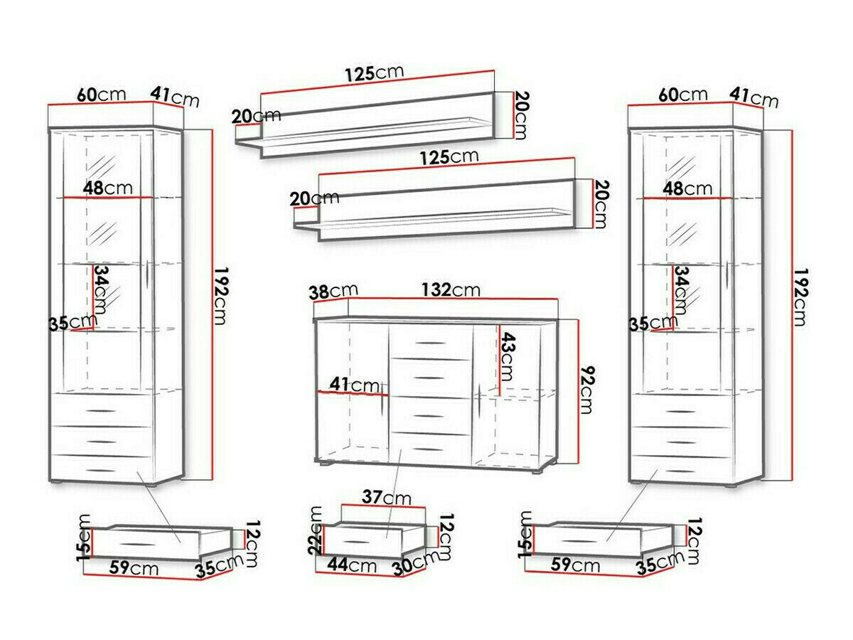 Ensemble de salon Tornola 112 (Blanc + Blanc brillant)