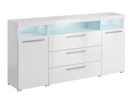 Commode Torvire 109 (Blanc + Blanc brillant)