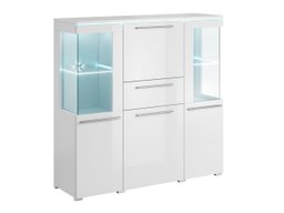 Commode Torvire 115 (Blanc + Blanc brillant)