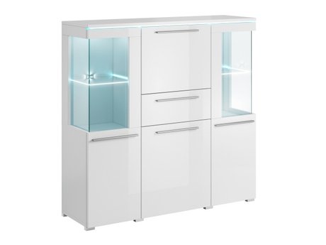 Commode Torvire 115 (Blanc + Blanc brillant)