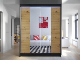 Armoire Closico 141 (Noir + Chêne Artisan)