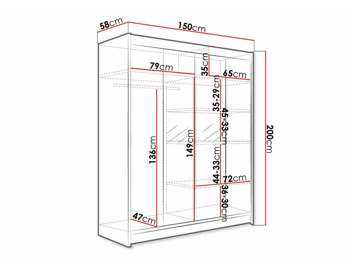 Armoire Closico Vastor II (Blanc + Chêne Artisan)