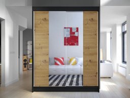 Armoire Closico Vastor II (Noir + Chêne Artisan)