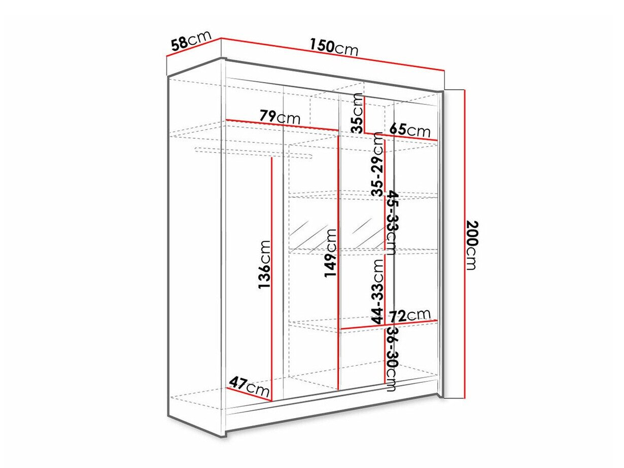 Armoire Closico Vastor II (Noir + Chêne Artisan)