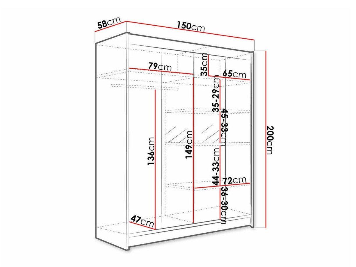 Armoire Closico Vastor II (Noir + Chêne Artisan)