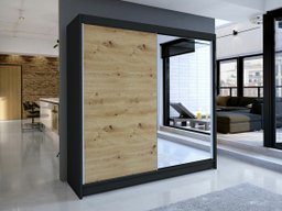 Armoire Closico 137 (Noir + Chêne Artisan)