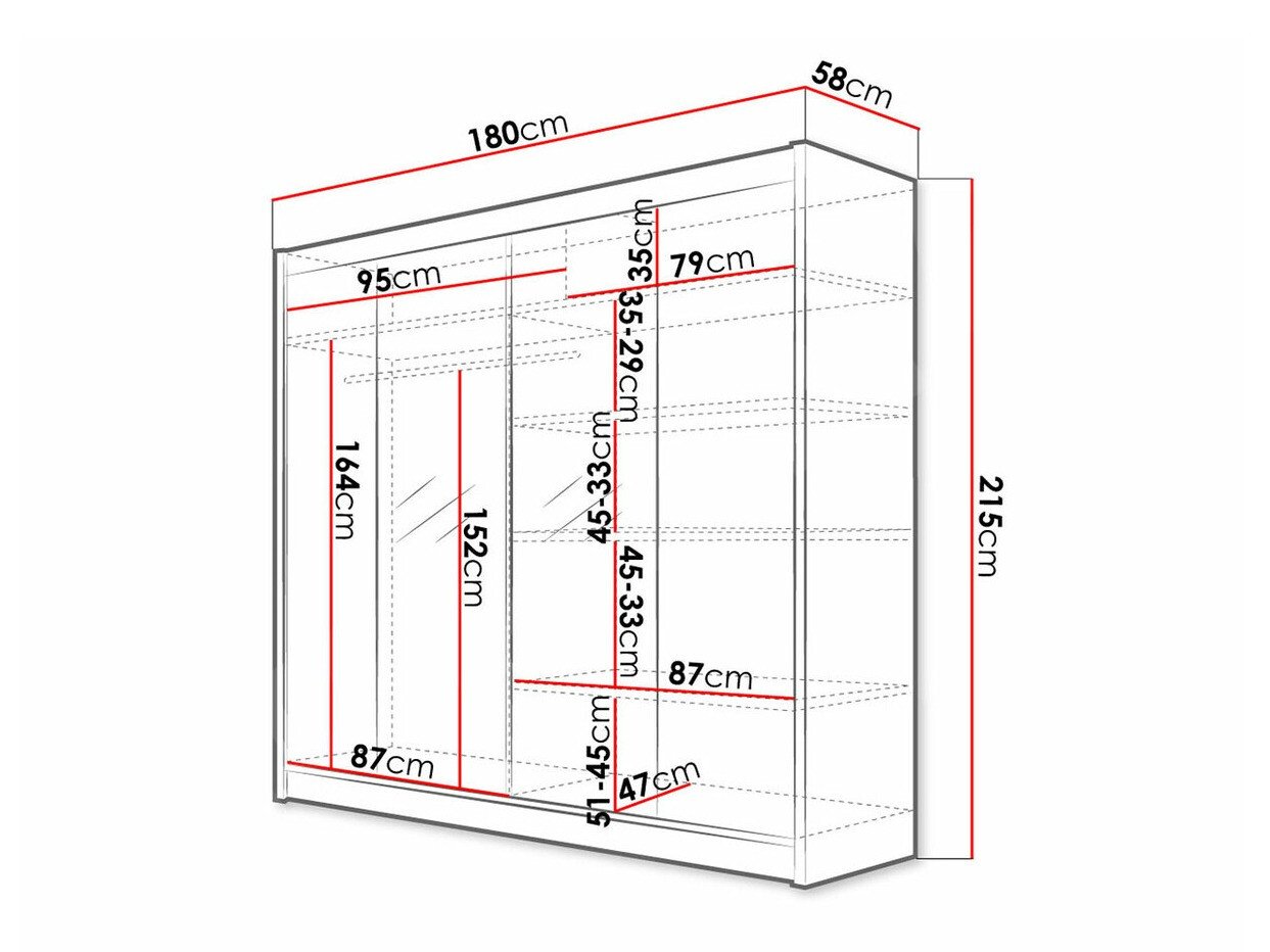 Armoire Closico 138 (Blanc + Chêne Artisan)