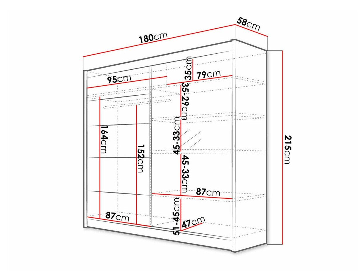Armoire Closico 142 (Blanc + Chêne Artisan)