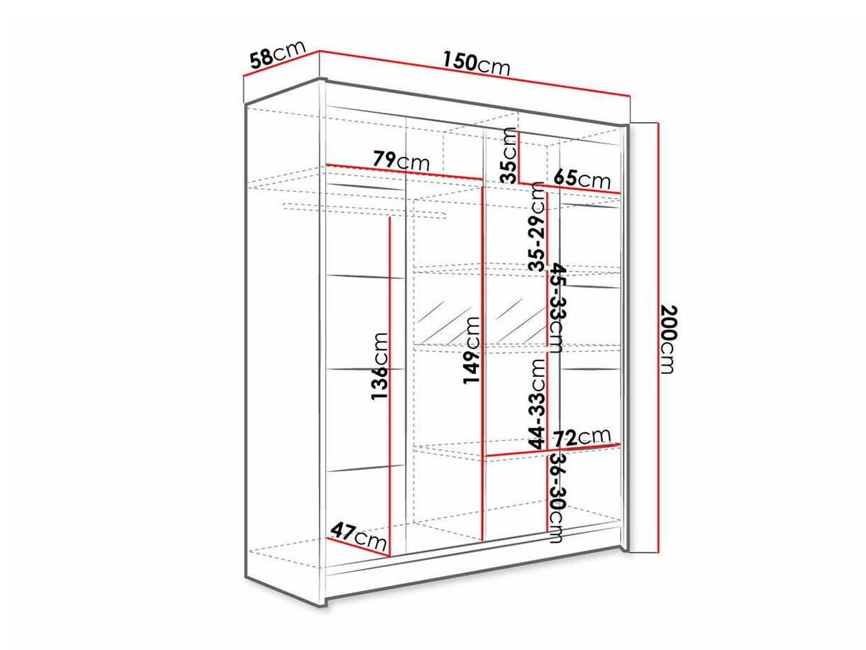 Armoire Closico 146 (Noir + Chêne Artisan)