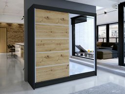 Armoire Closico Cavaris III (Noir + Chêne Artisan)