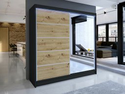 Armoire Closico Cavaris III (Noir + Chêne Artisan)