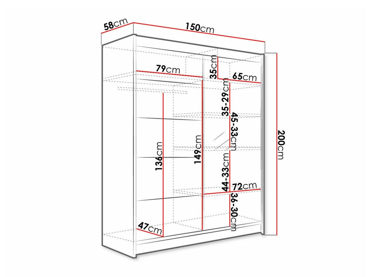Armoire Closico Vastor III (Noir + Chêne Artisan)
