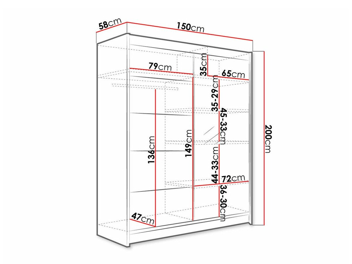 Armoire Closico Vastor III (Noir + Chêne Artisan)
