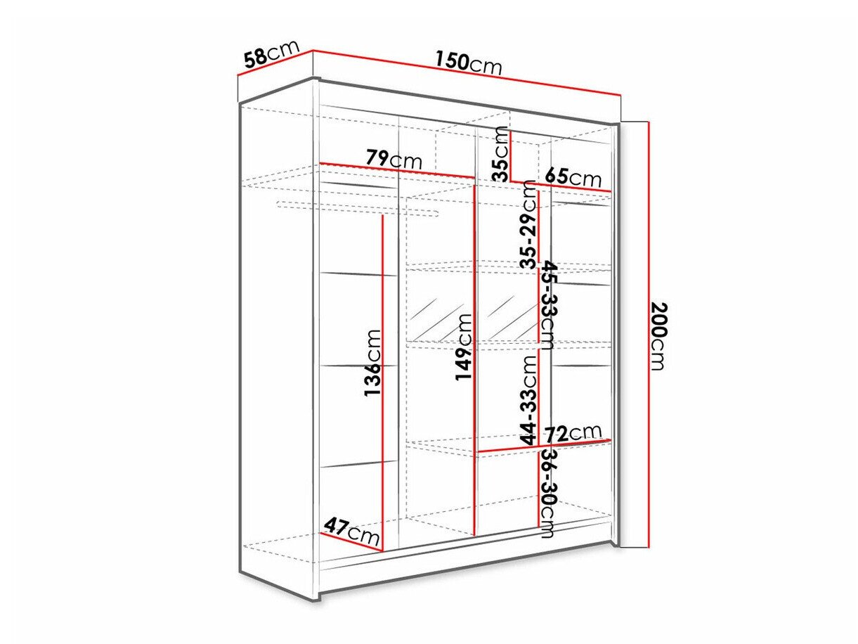 Armoire Closico Vastor V (Noir + Chêne Artisan)