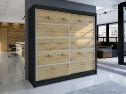 Armoire Closico 153 (Noir + Chêne Artisan)