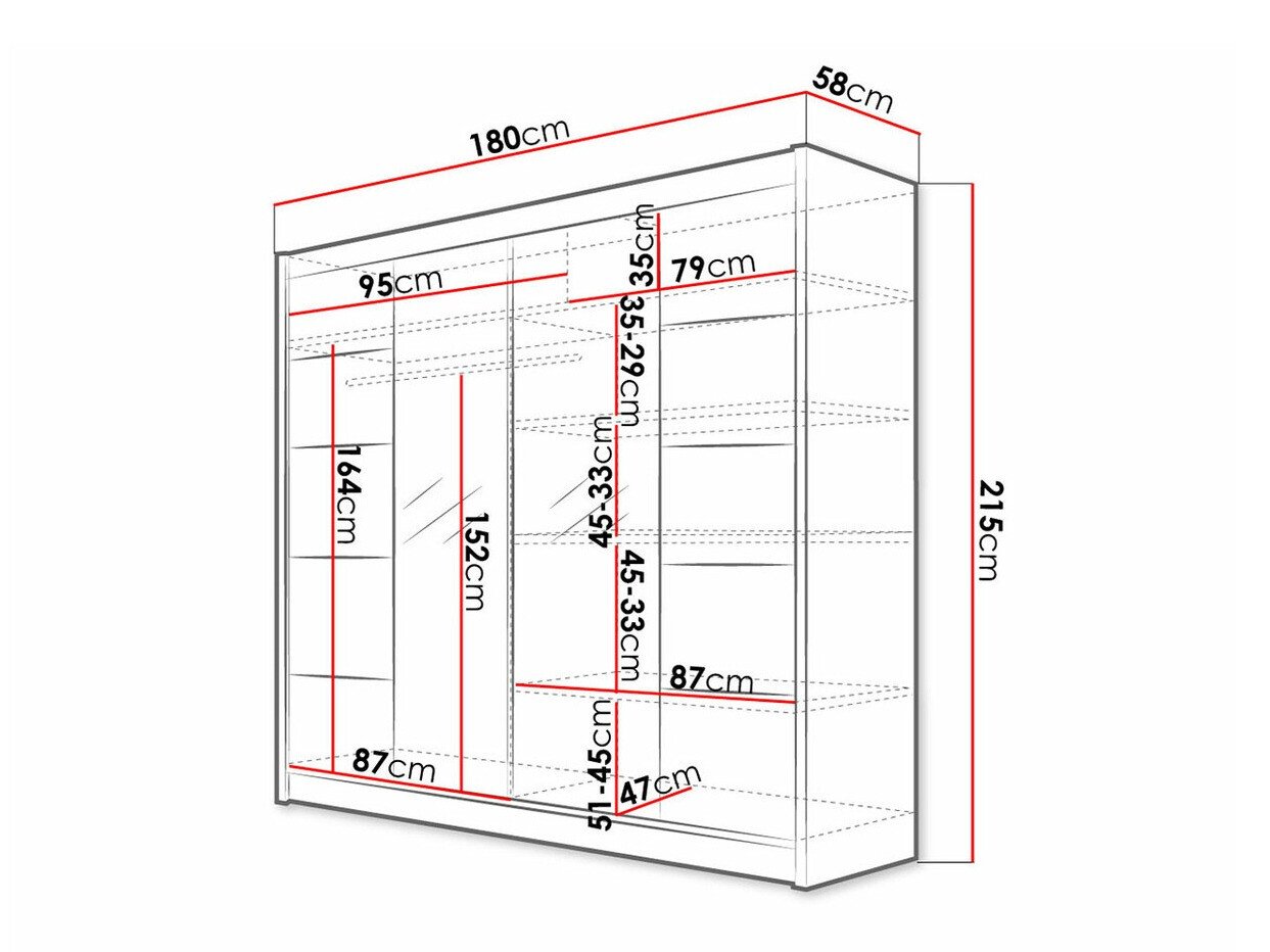 Armoire Closico 154 (Noir + Chêne Artisan)