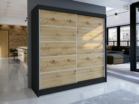 Armoire Closico Cavaris IV (Noir + Chêne Artisan)