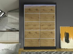 Armoire Closico Salvor IV (Noir + Chêne Artisan)