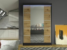 Armoire Closico Salvor V (Noir + Chêne Artisan)