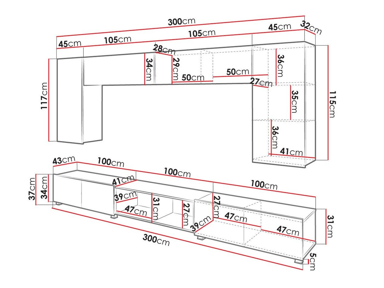 Ensemble de salon Remus XXIII (Blanc + Blanc brillant + Chêne doré)