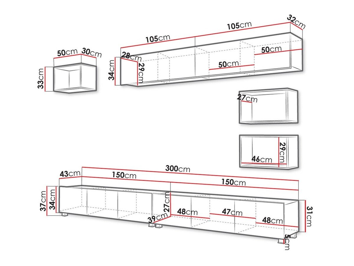 Ensemble de salon Remus XXXI (Noir + Noir brillant + Chêne Artisan)