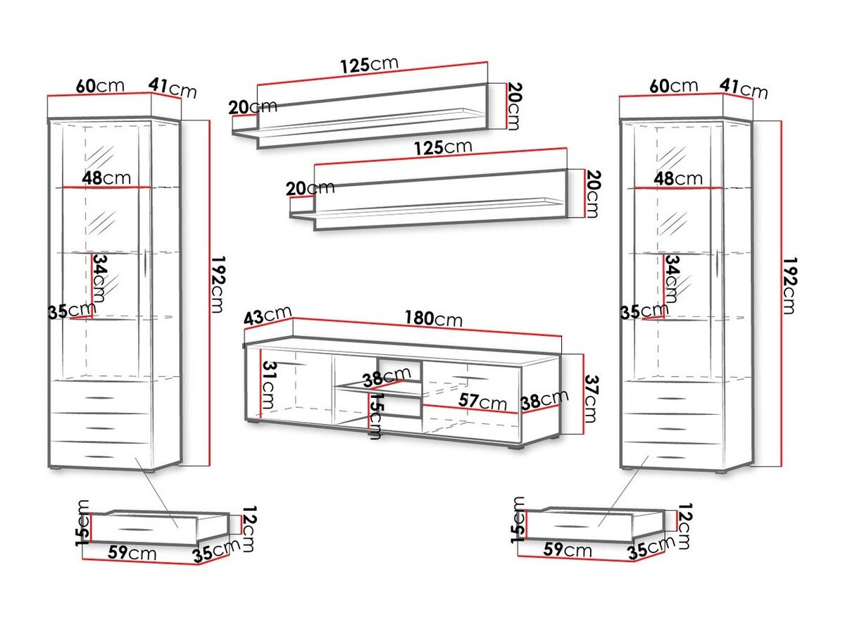 Ensemble de salon Tornola 109 (Blanc + Blanc brillant)