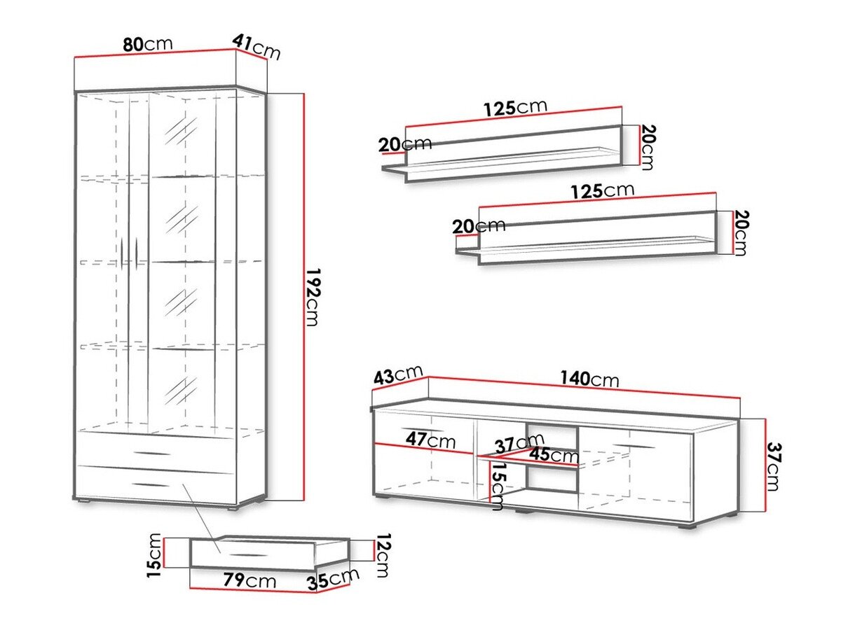 Ensemble de salon Tornola 117 (Blanc + Blanc brillant)