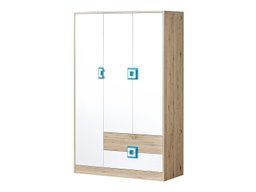 Armoire Tolfere 103 (Chêne clair + Blanc + Turquoise)