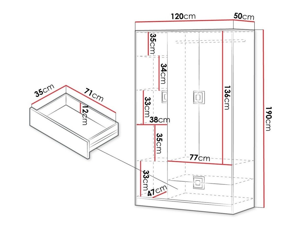 Armoire Tolfere 103 (Chêne clair + Blanc)