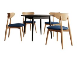 Salle à manger complète Racine 134 (Noir)