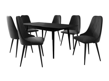 Salle à manger complète Racine 125 (Noir + Magic Velvet 2219)