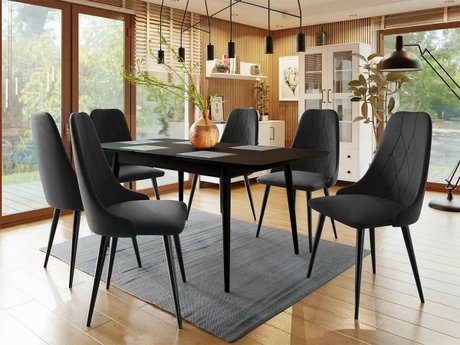 Salle à manger complète Racine 125 (Noir + Magic Velvet 2219)