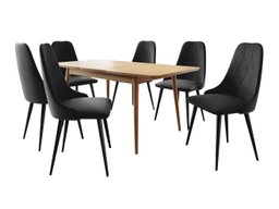 Salle à manger complète Racine 125 (Noir + Magic Velvet 2219)