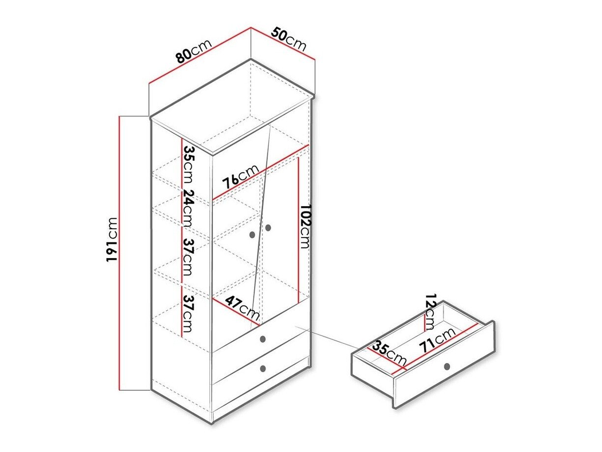 Armoire Almira 100 (Chêne Artisan + Blanc)