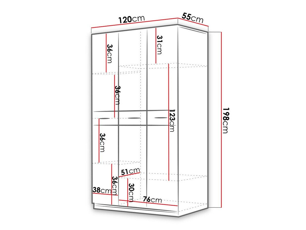 Armoire Salmere 107 (Blanc + Blanc brillant + Rose brillant)