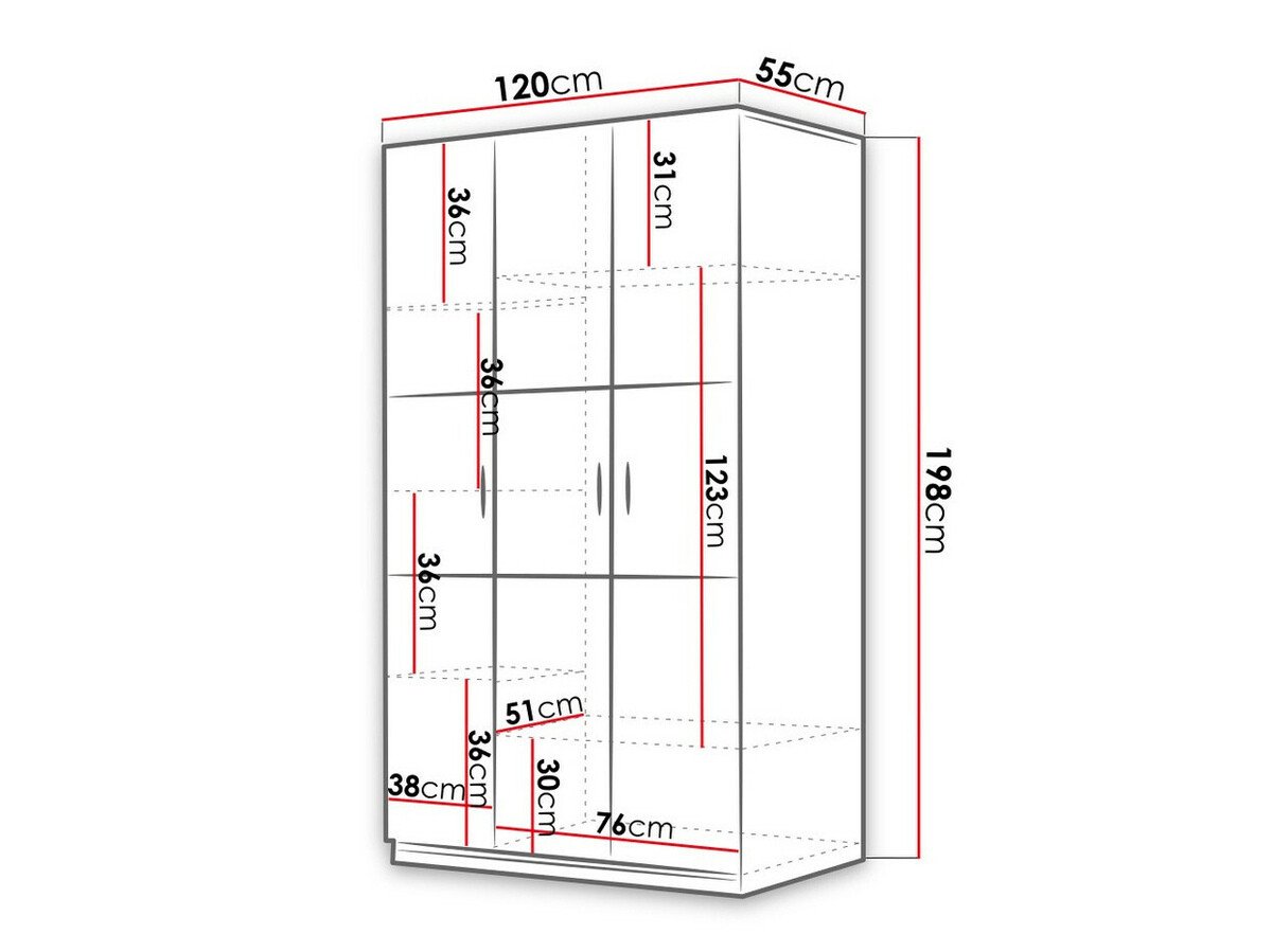 Armoire Campus I (Blanc + Blanc brillant + Rose brillant)
