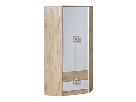 Armoire d'angle Tolfere 102 (Chêne clair + Blanc)