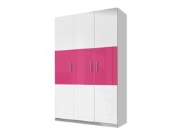 Armoire Salmere 108 (Blanc + Blanc brillant + Rose brillant)