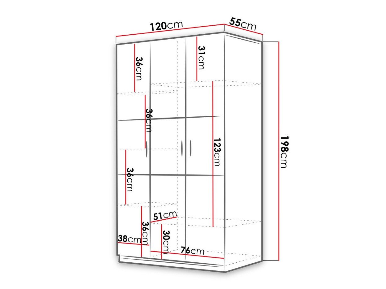 Armoire Salmere 108 (Blanc + Blanc brillant)