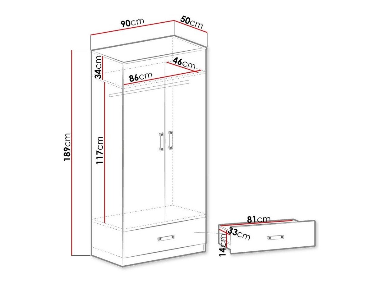 Armoire Sorviru 103 (Blanc + Rose)