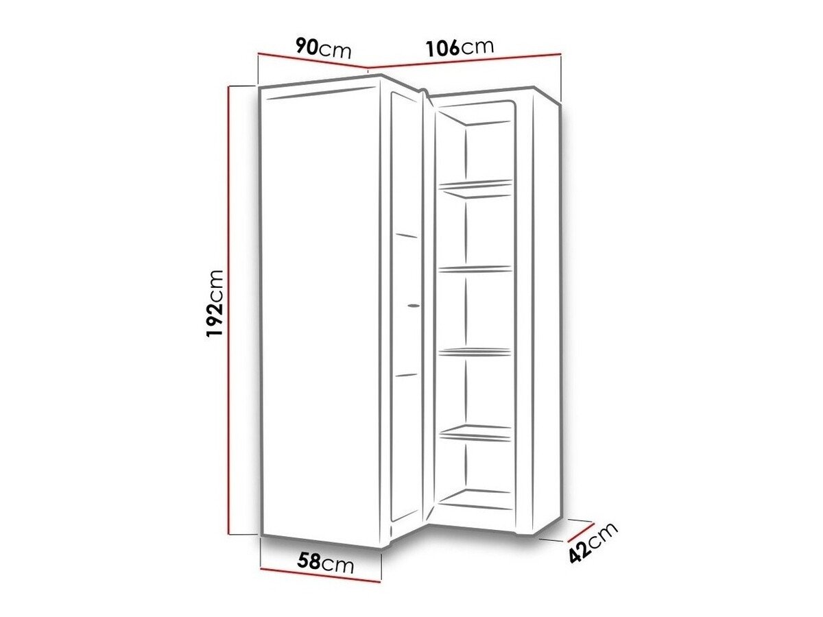 Armoire d'angle Serfeno 110 (Artisanat blanc)