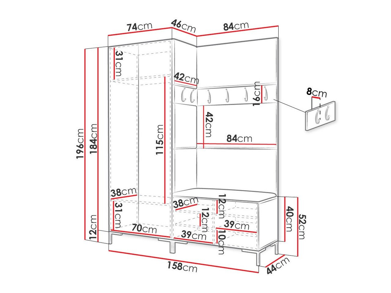 Meuble d'entrée Nomal I (Noir)