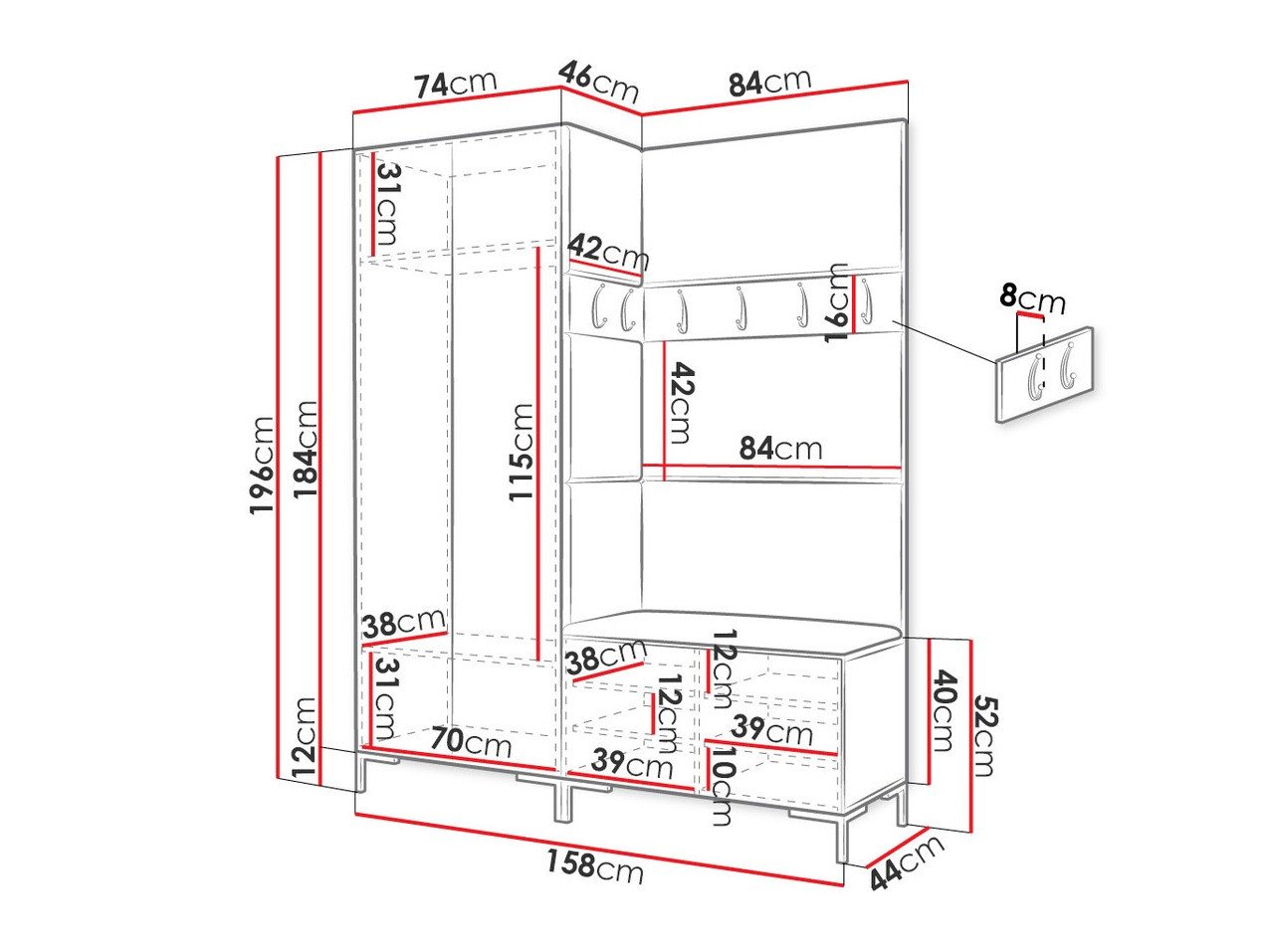 Meuble d'entrée Nomal I (Noir)