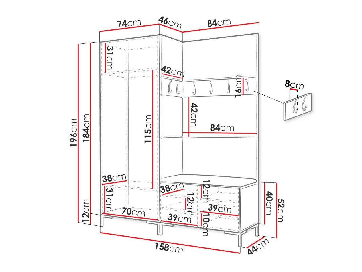Meuble d'entrée Nomal I (Blanc)